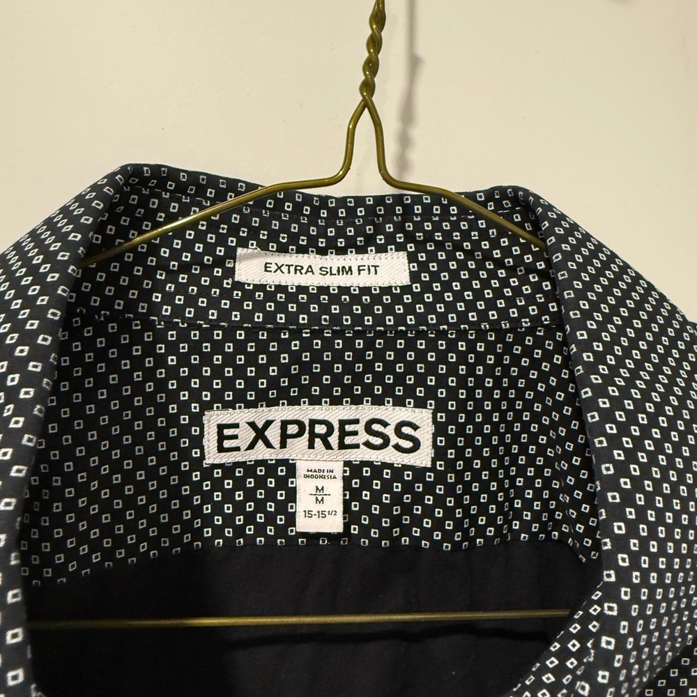 Express Men's Black Patterned Shirt